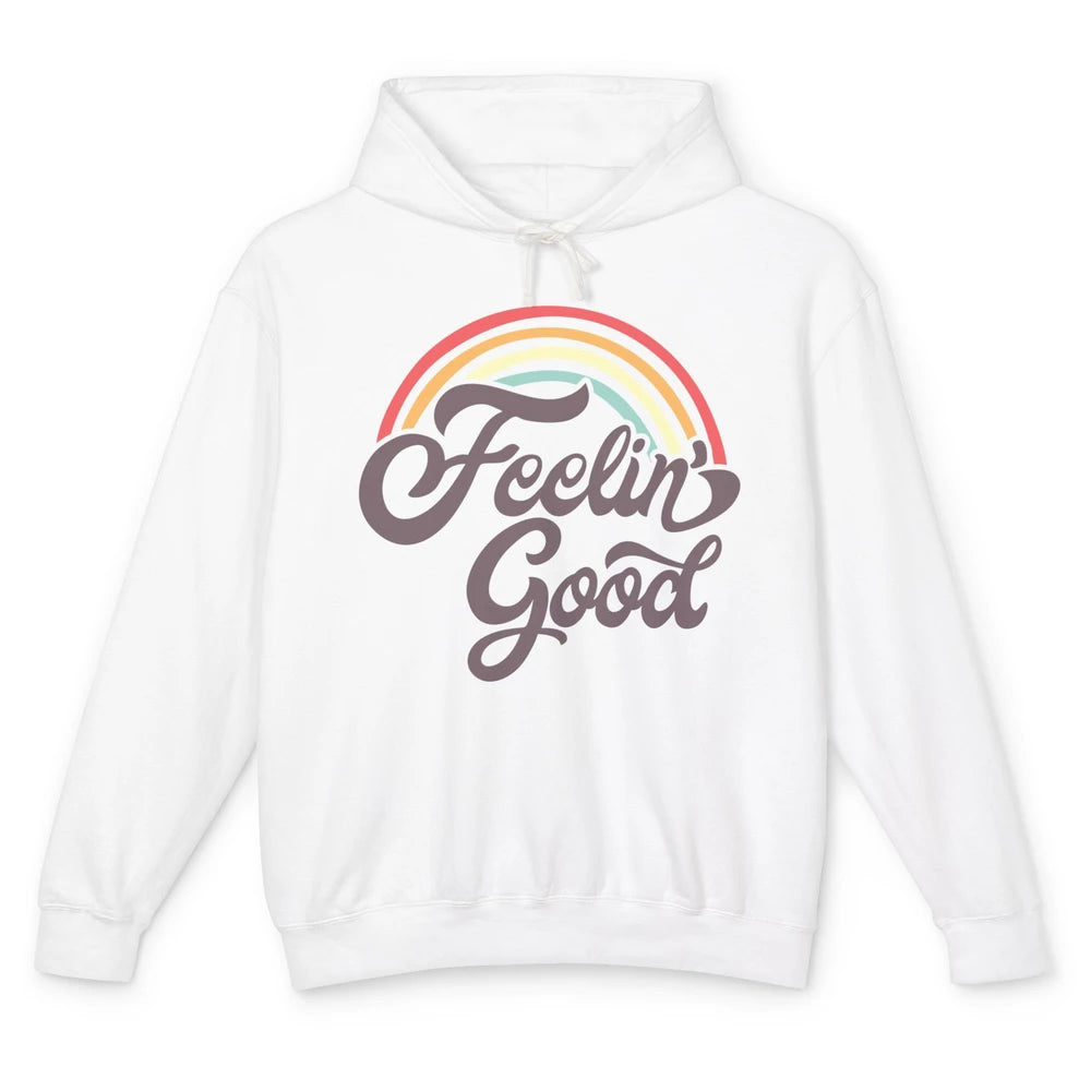 Retro Rainbow Feeling Good Hippie Summer Vintage Positive Unisex Lightweight Hoodie
