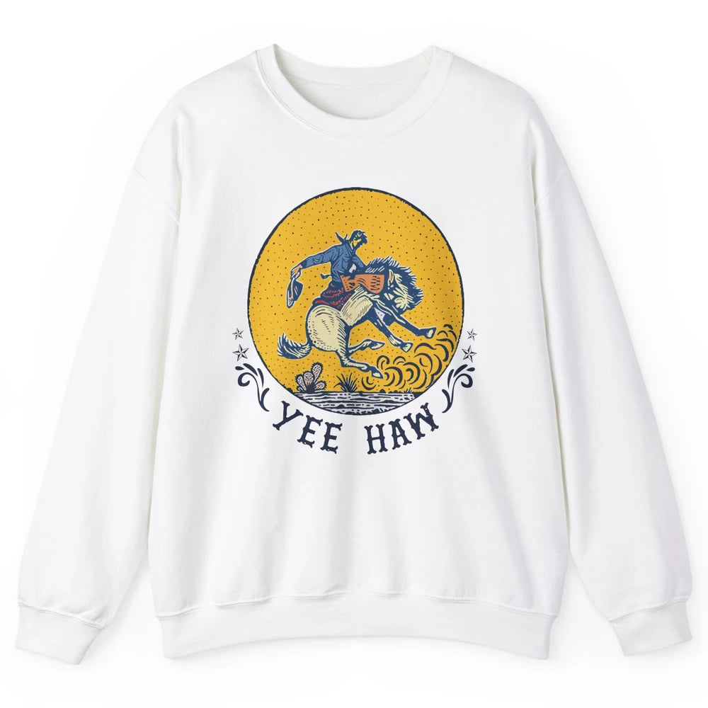 Retro Cowboy Yeehaw Western Country Cowgirls Horse Lovers Unisex Crewneck Sweatshirt