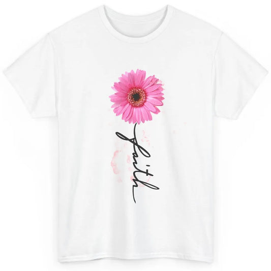 Pink Daisy Faith Cross Christian Religious God Lovers Gift Classic Unisex T-Shirt