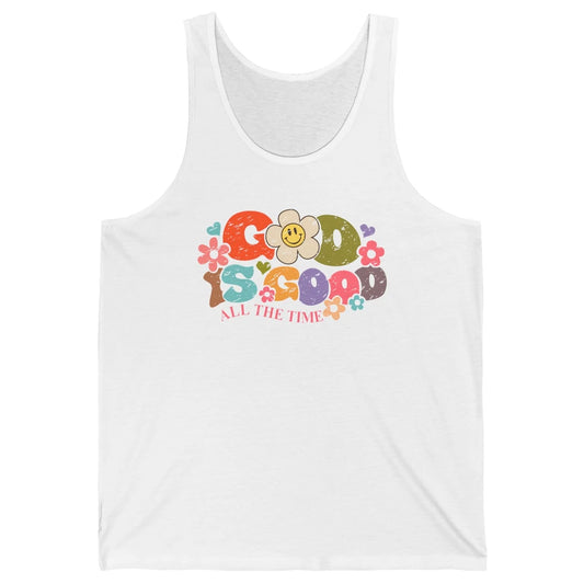 Retro Groovy God Is Good All The Time Christian Religious Unisex Jersey Tank