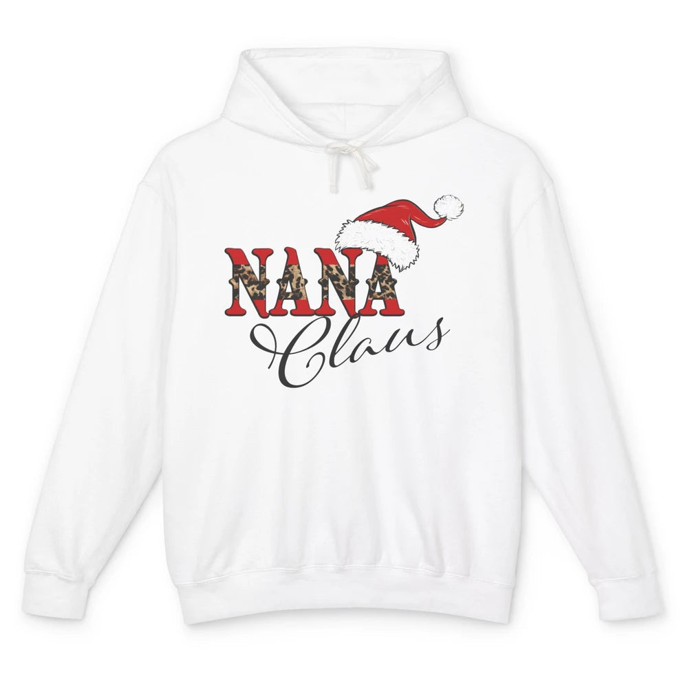 Nana Claus Western Nana Santa Hat Christmas Grandma Leopard Unisex Lightweight Hoodie