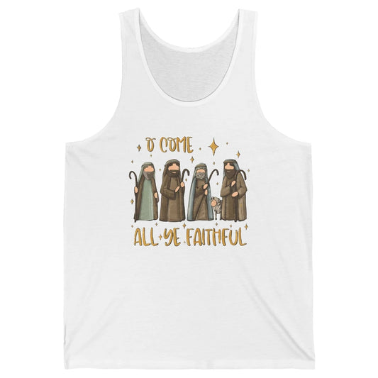 Retro Christmas O Come All Ye Faithful Christian Jesus Faith Unisex Jersey Tank