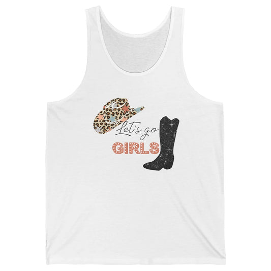 Retro Leopard Cowboy Boots Let's Go Girls Western Cowgirls Unisex Jersey Tank