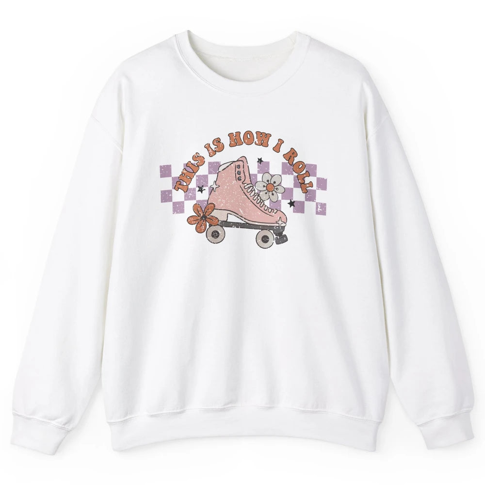 Retro Boho Roller Skate Groovy Daisy Skateboard Skater Gift Unisex Crewneck Sweatshirt