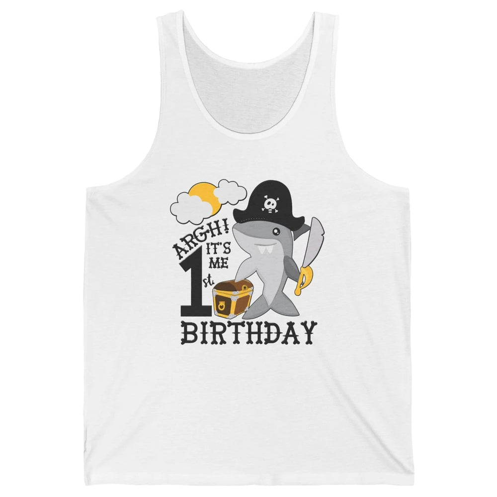 Pirate Shark 1st Birthday Party 1st Birthday Boy Girl Gift Unisex Jersey Tank