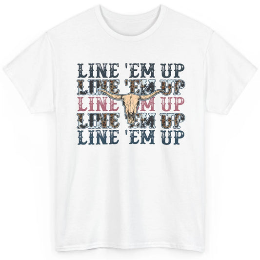 Retro Leopard Bull Skull Line 'Em Up Western Country Cowgirl Classic Unisex T-Shirt
