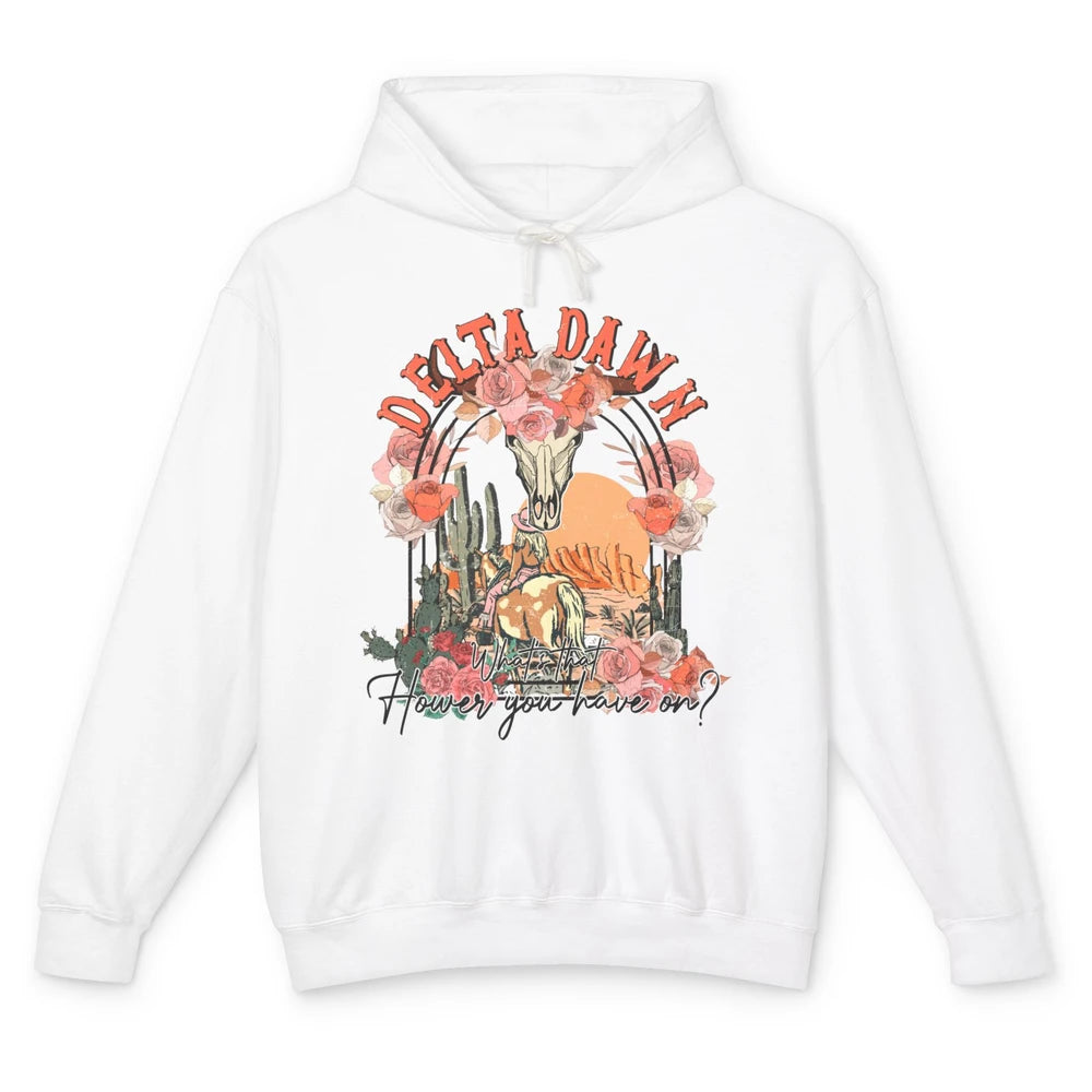 Retro Bull Skull Desert Cowgirl Delta Dawn Western Country Unisex Lightweight Hoodie