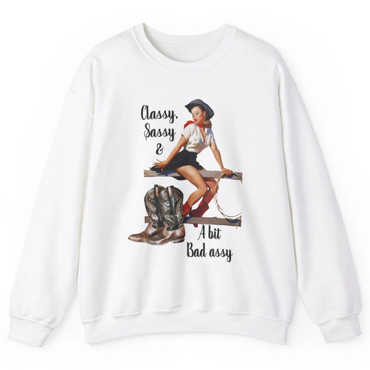 Retro Cowgirl Boots Classy Sassy Western Country Cowboy Gift Unisex Crewneck Sweatshirt