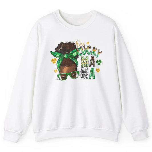 One Lucky Mama Afro Mom St Patrick's Day Black Mother Gift Unisex Crewneck Sweatshirt