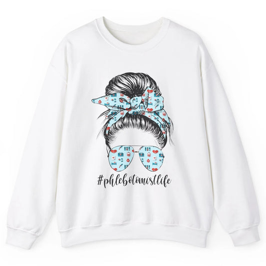 Retro  Phlebotomist Life Messy Bun Mom Phlebotomy Symbols Unisex Crewneck Sweatshirt