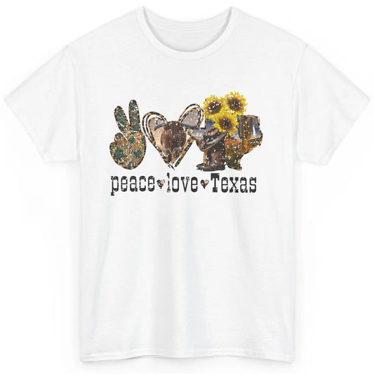 Retro Peace Love Texas Cowboy Boot Western Girl Cactus Lover Classic Unisex T-Shirt
