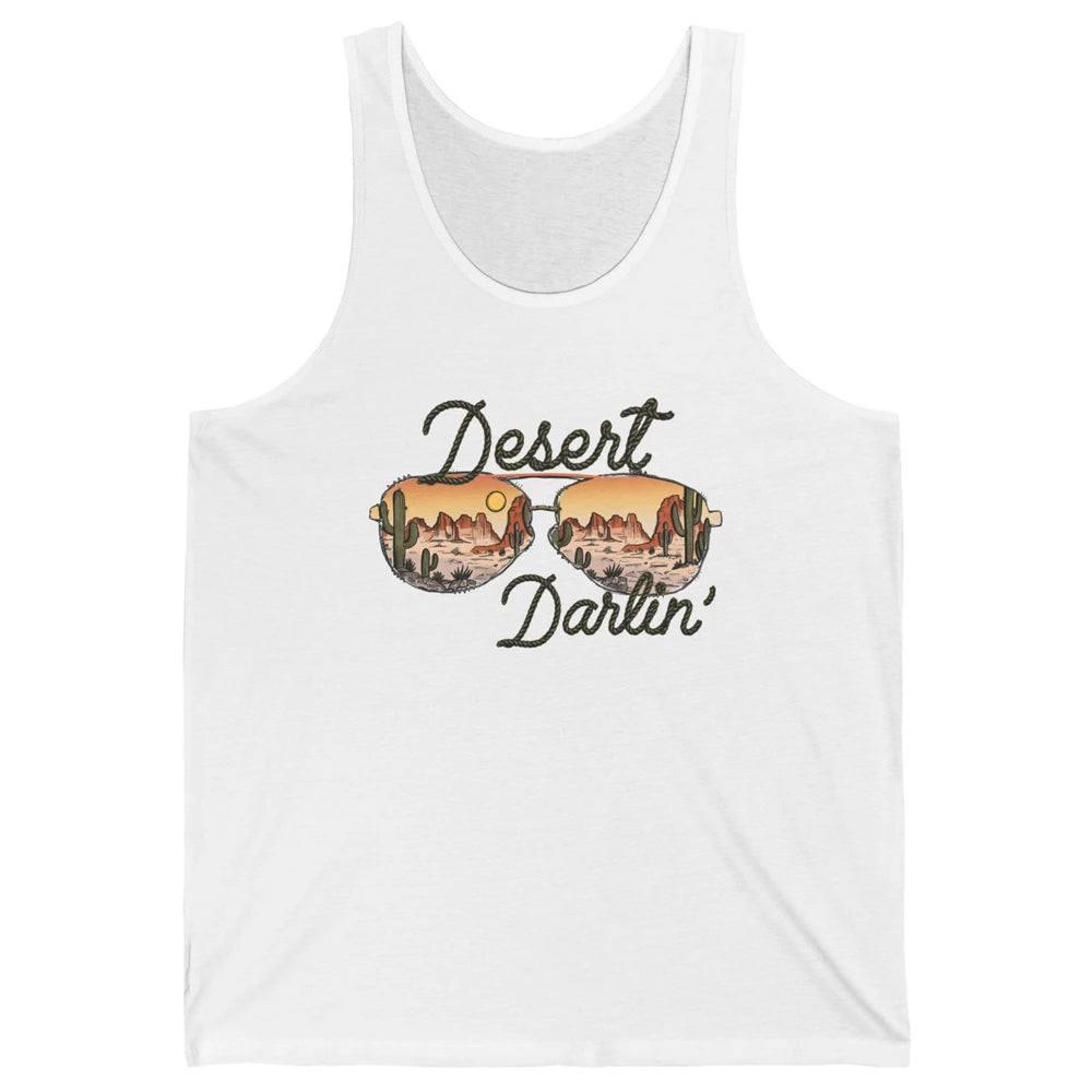 Retro Desert Darling Cactus Glasses Western Country Cowboy Unisex Jersey Tank