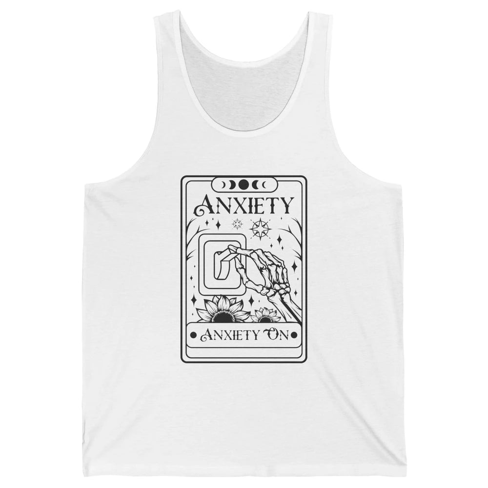 Retro Halloween Skeleton Hand Anxiety On Off Mental Health Unisex Jersey Tank
