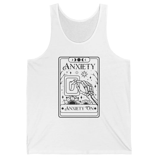 Retro Halloween Skeleton Hand Anxiety On Off Mental Health Unisex Jersey Tank