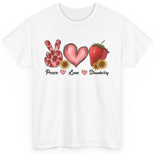 Peace Love Strawberry Strawberries Lover Strawberry Festival Classic Unisex T-Shirt