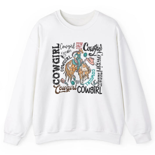 Retro Cowgirl Rodeo Wild Western Country Cowboy Hat Unisex Crewneck Sweatshirt