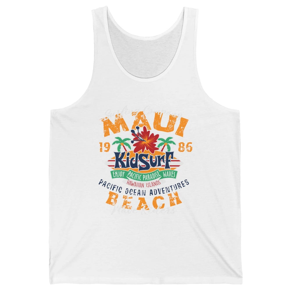 Retro Maui Island 1986 Hawaii Kid Surfing Pacific Paradise Unisex Jersey Tank