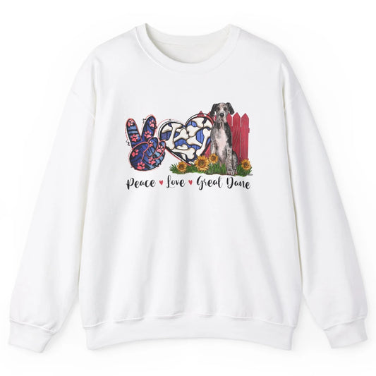 Peace Love Great Dane Sunflower Dog Mom Western Dog Mama Unisex Crewneck Sweatshirt