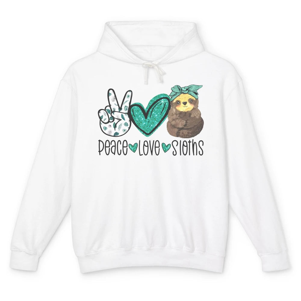 Peace Love Sloths Cute Baby Sloth With Bandana Sloth Lovers Unisex Lightweight Hoodie