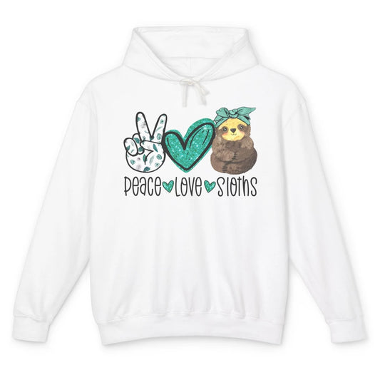 Peace Love Sloths Cute Baby Sloth With Bandana Sloth Lovers Unisex Lightweight Hoodie