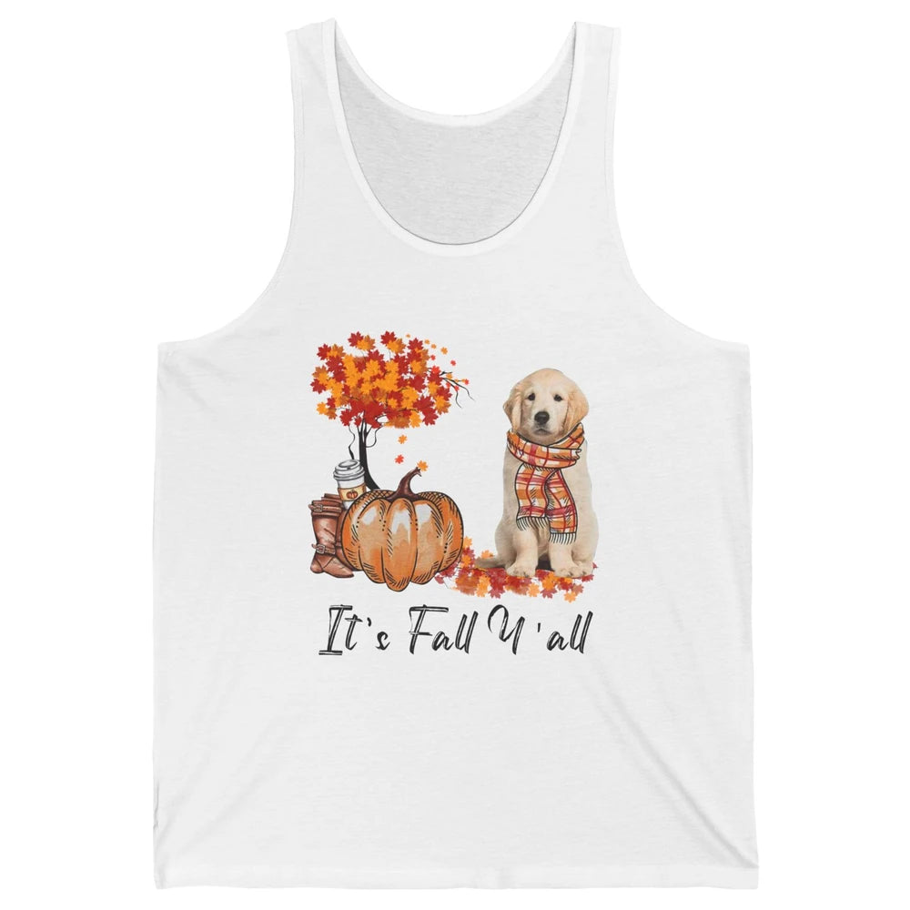 Golden Retriever Pumpkin Happy Fall Yall Autumn Thanksgiving Unisex Jersey Tank
