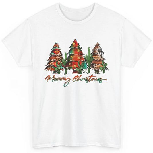 Merry Christmas Tree Western Christmas Desert Cactus Leopard Classic Unisex T-Shirt