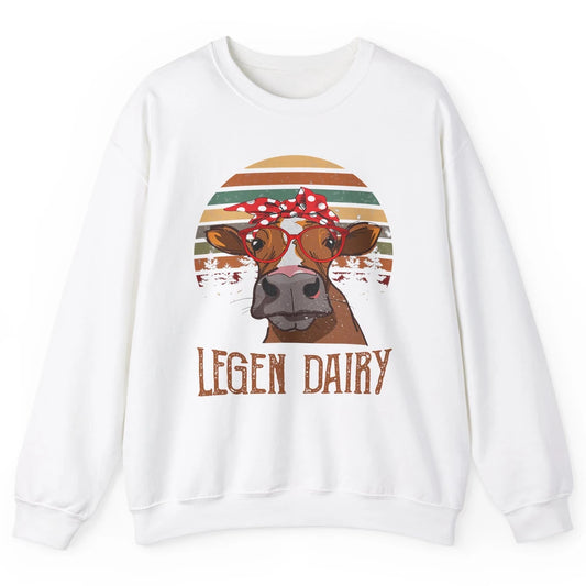 Retro Funny Highland Cow Legend Dairy Heifer Farm Animal Unisex Crewneck Sweatshirt