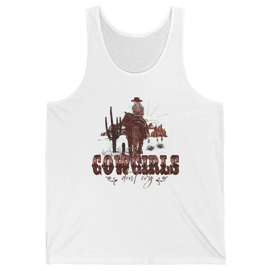 Retro Desert Cactus Cowgirl Don't Cry Western Country Rodeo Unisex Jersey Tank
