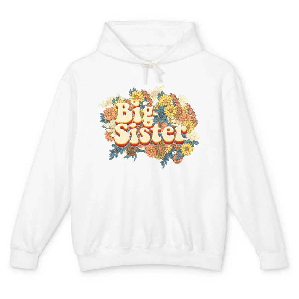 Retro Floral Big Sister Siblings Little Sister Gift Unisex Lightweight Hoodie