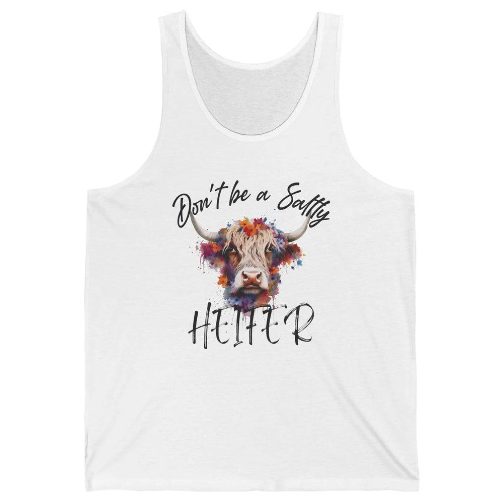 Floral Long Haired Cow Don't Be A Salty Heifer Western Farm Unisex Jersey Tank