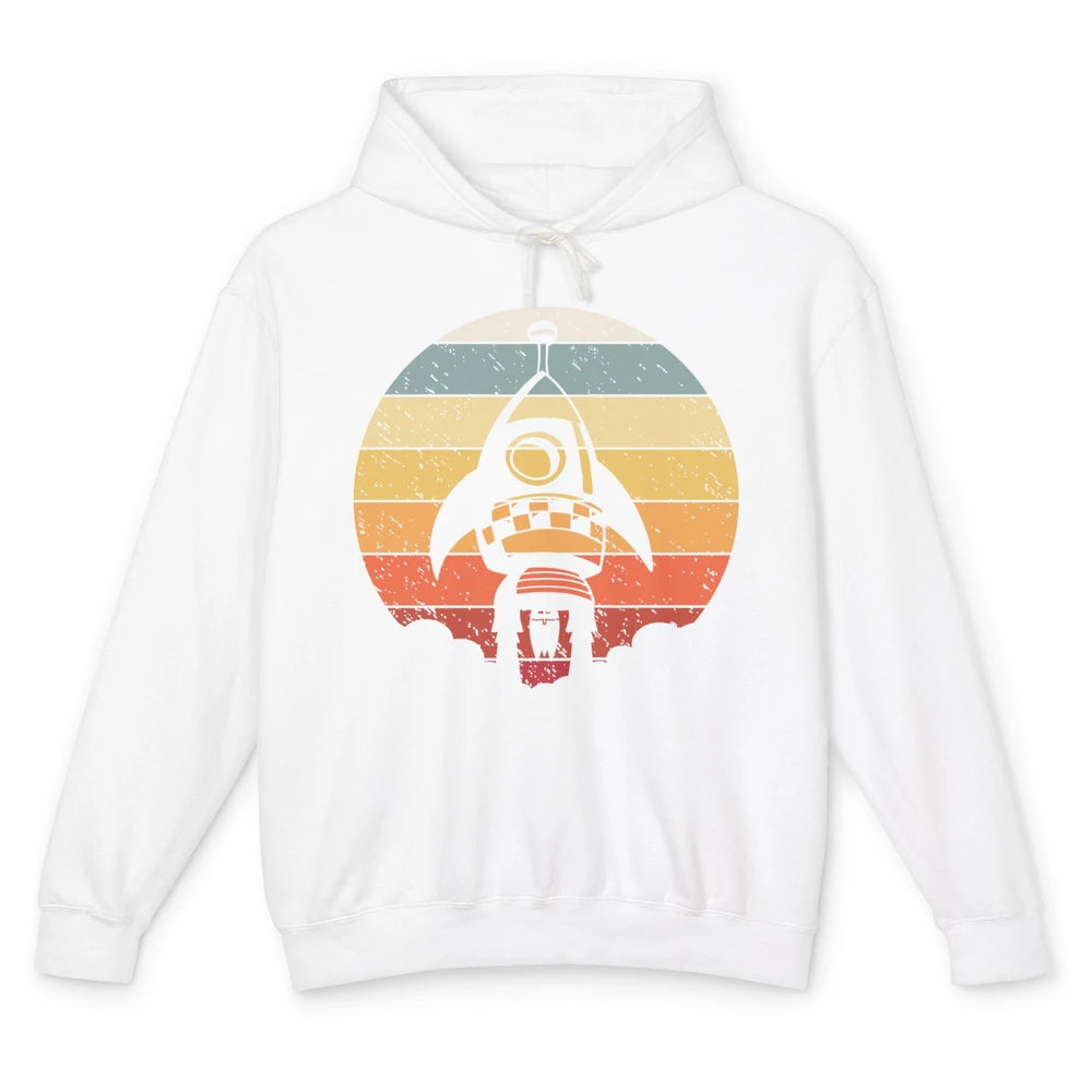 Retro Astronaut Spaceship Spacecraft Spaceman Rocket Launch Unisex Lightweight Hoodie
