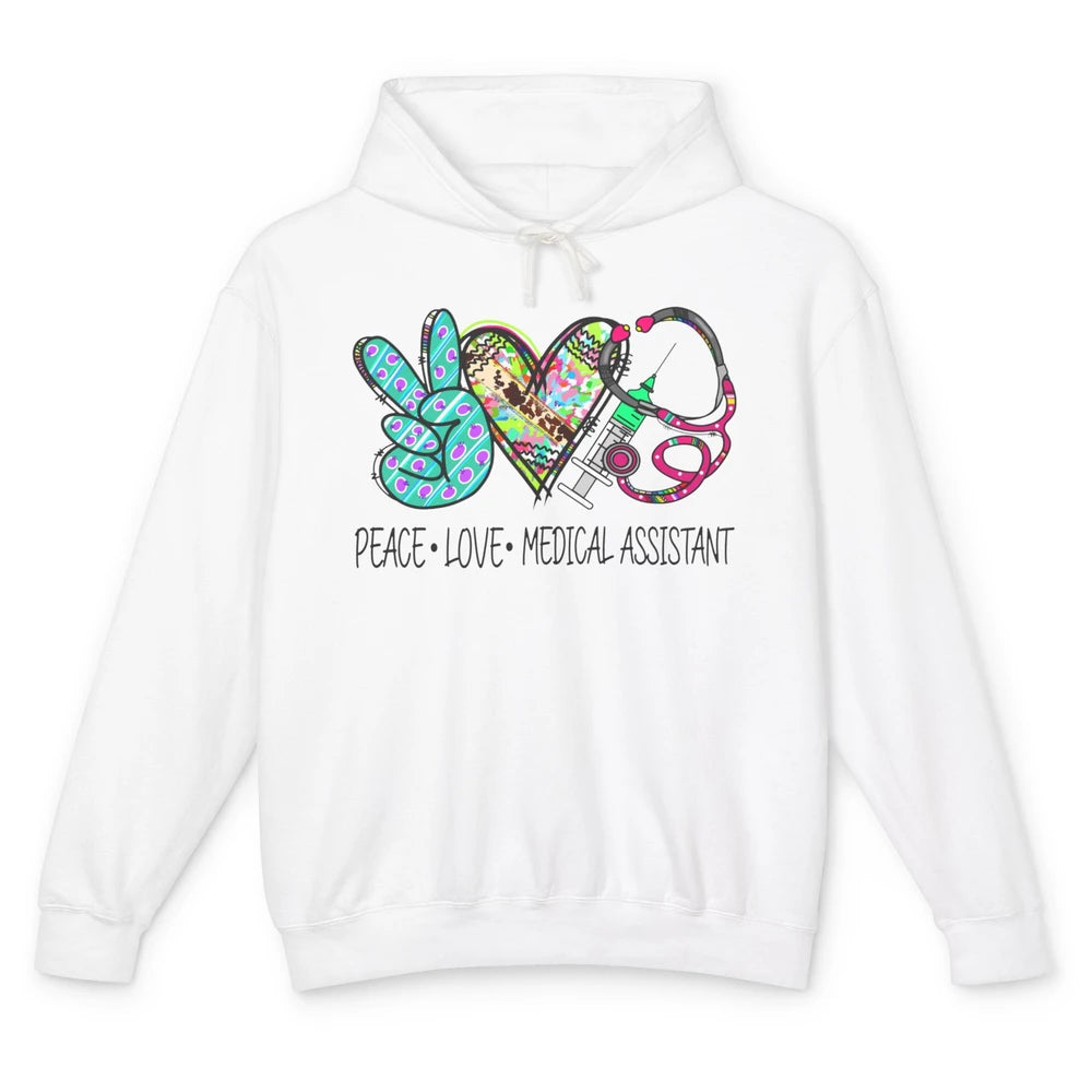 Peace Love Medical Assistant Leopard Stethoscope Nurse Life Unisex Lightweight Hoodie