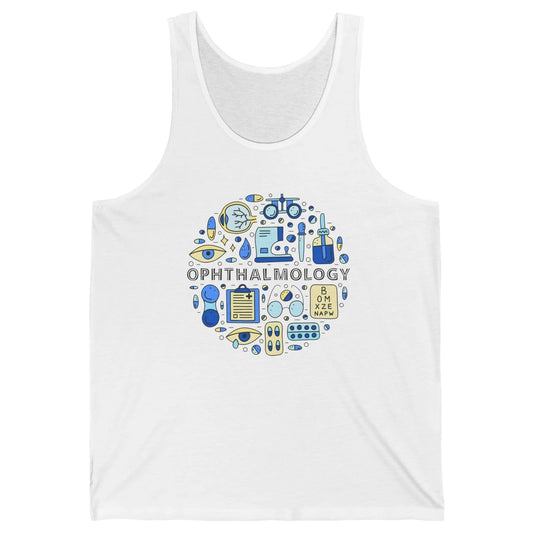 Optometrist Eye Chart Phoropter Symbols Ophthalmology Tech Unisex Jersey Tank