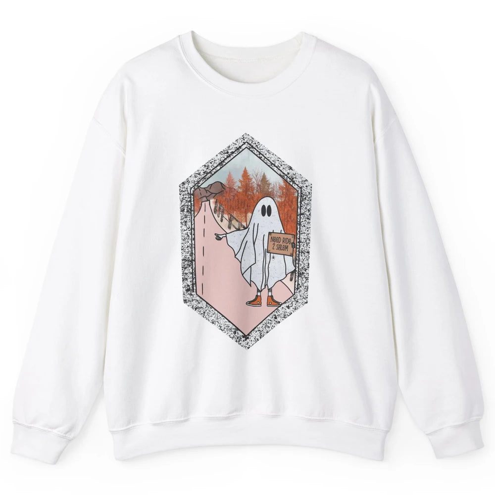 Funny Ghost Need Ride To Salem Witch Halloween Costume Unisex Crewneck Sweatshirt