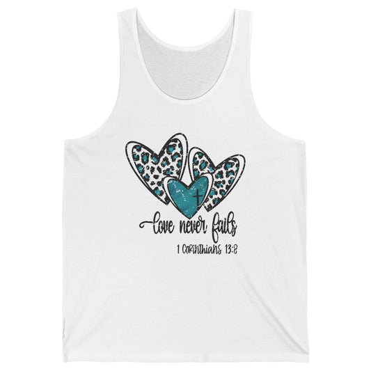 Love Never Fails Christian Religious Jesus Faith Bible Verse Unisex Jersey Tank