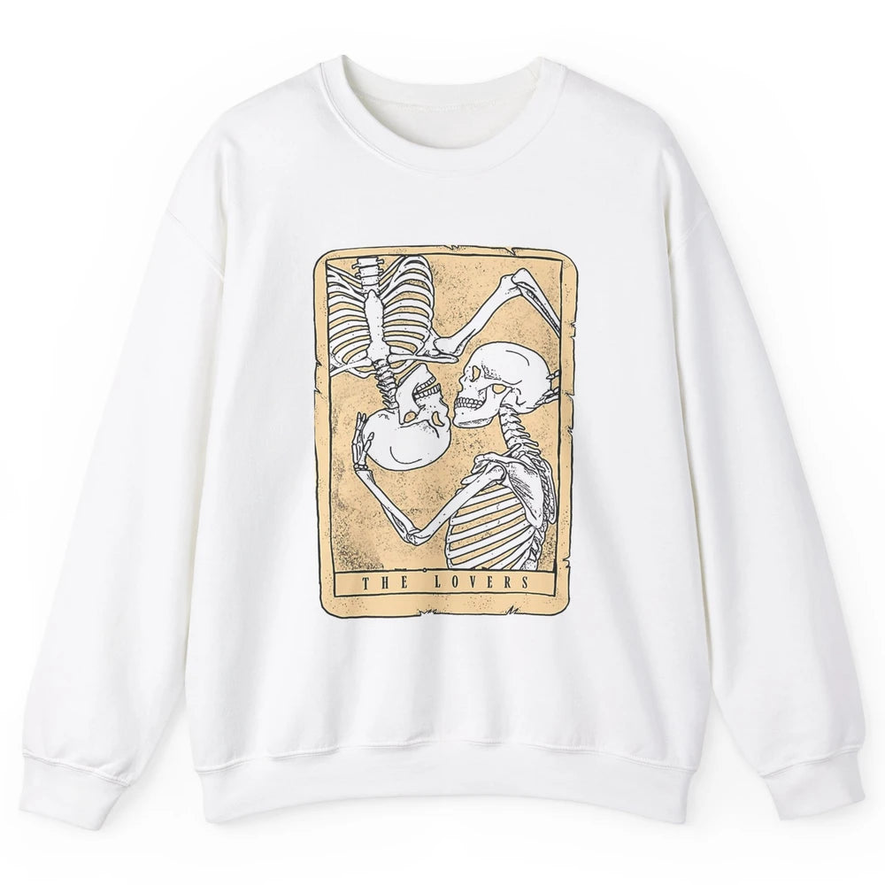 Tarot Card The Lovers Skeleton Couple Funny Skull Vintage Astrology Gothic Happy Valentine's Day Unisex Crewneck Sweatshirt