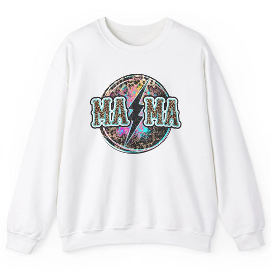 Retro Leopard Mama Lightning Bolt Western Country Bad Moms Unisex Crewneck Sweatshirt