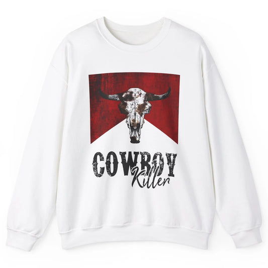 Retro Cow Skull Cowboy Killer Western Country Cowgirl Gift Unisex Crewneck Sweatshirt