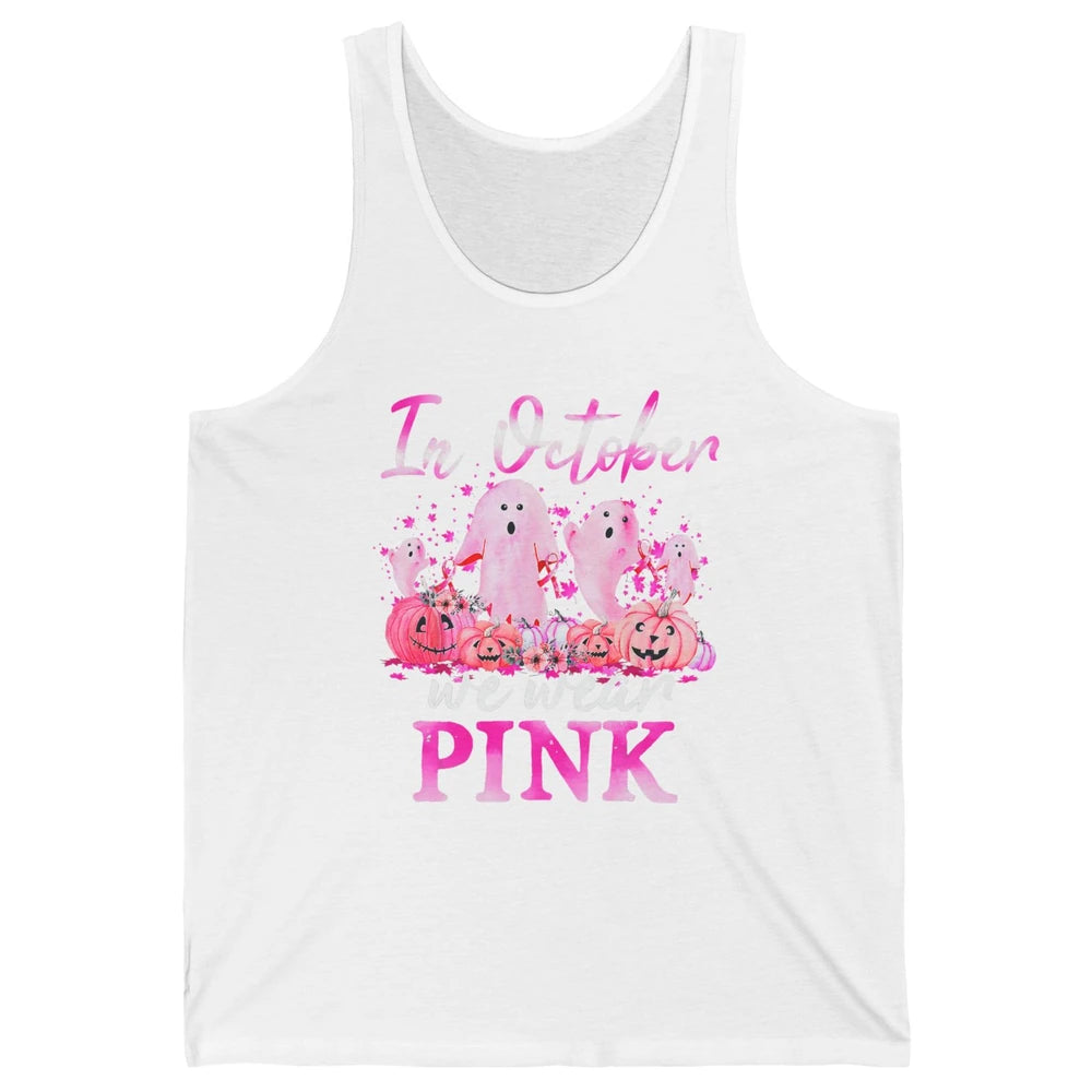 October Wear Ghost Boo Pink Ribbon Breast Cancer Awareness Unisex Jersey Tank