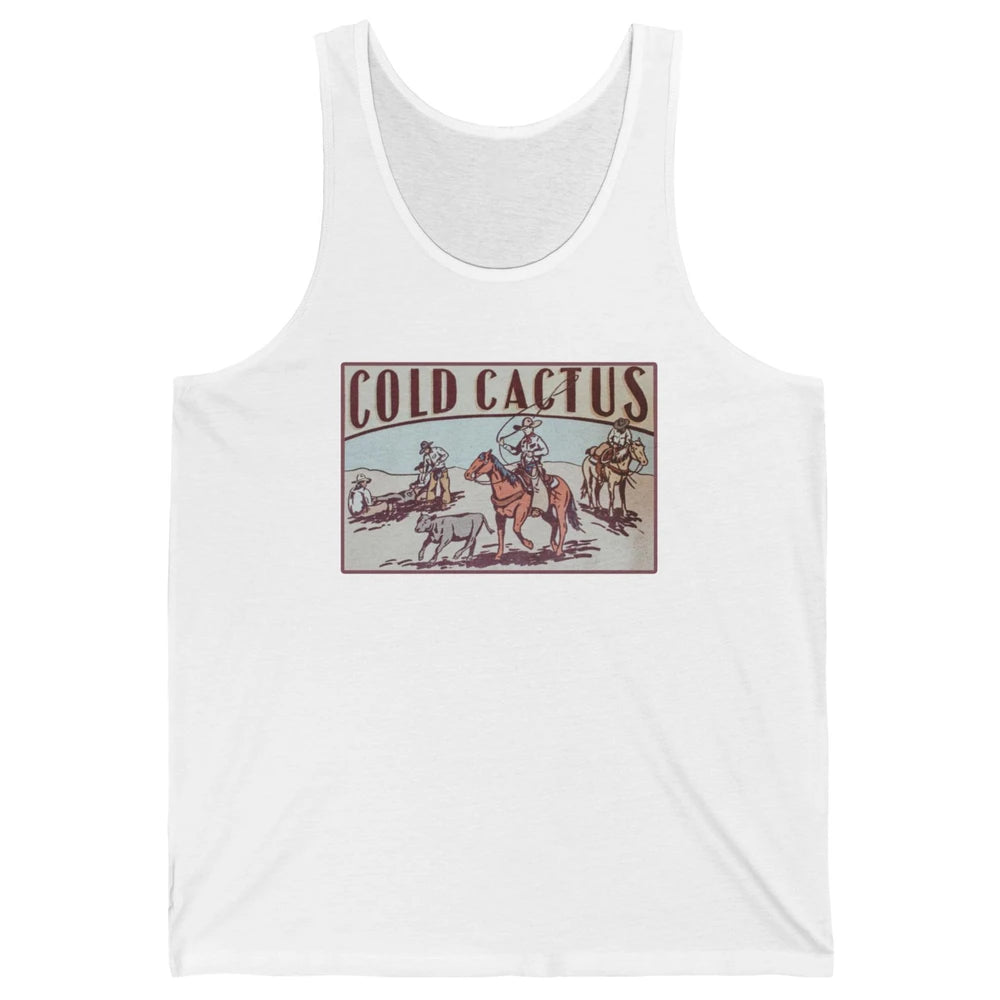 Retro Cowboy Horseback Rider Cold Cactus Western Country Unisex Jersey Tank