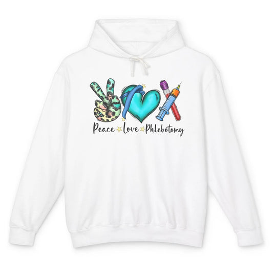 Phlebotomist Life Peace Love Phlebotomy Leopard Nurse Life Unisex Lightweight Hoodie