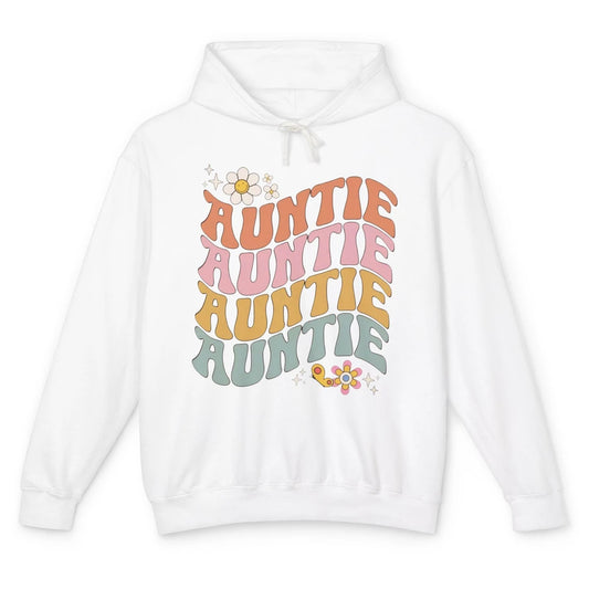 Retro Auntie Hippie Groovy Pregnancy Reveal Positive Mind Unisex Lightweight Hoodie