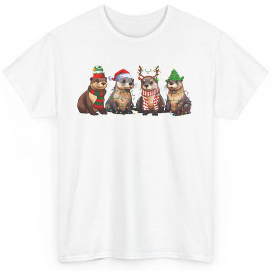 Otters Christmas Lights Sea Animal Christmas Otter Lovers Classic Unisex T-Shirt