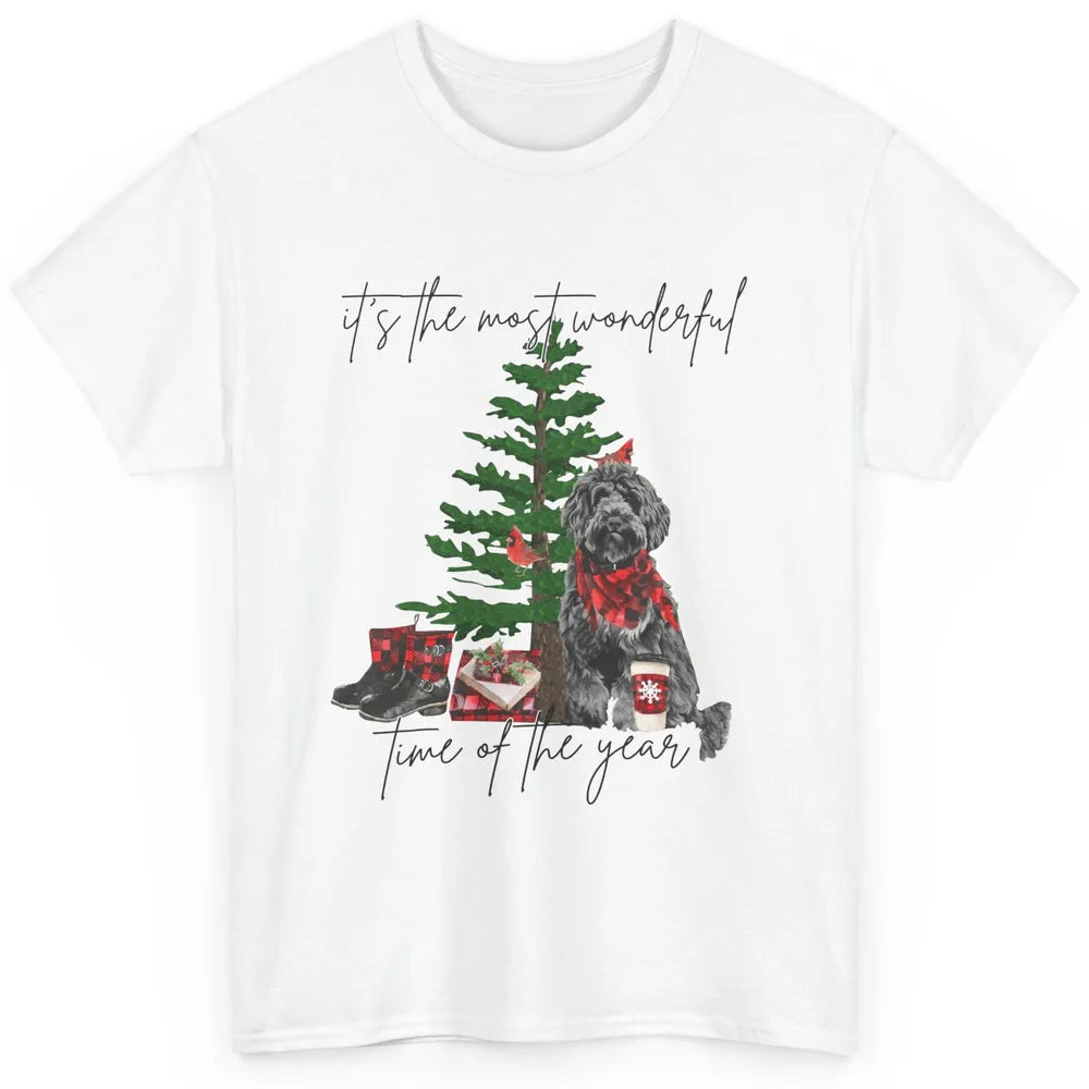 Black Golden Labradoodle Christmas Tree Most Wonderful Time Classic Unisex T-Shirt