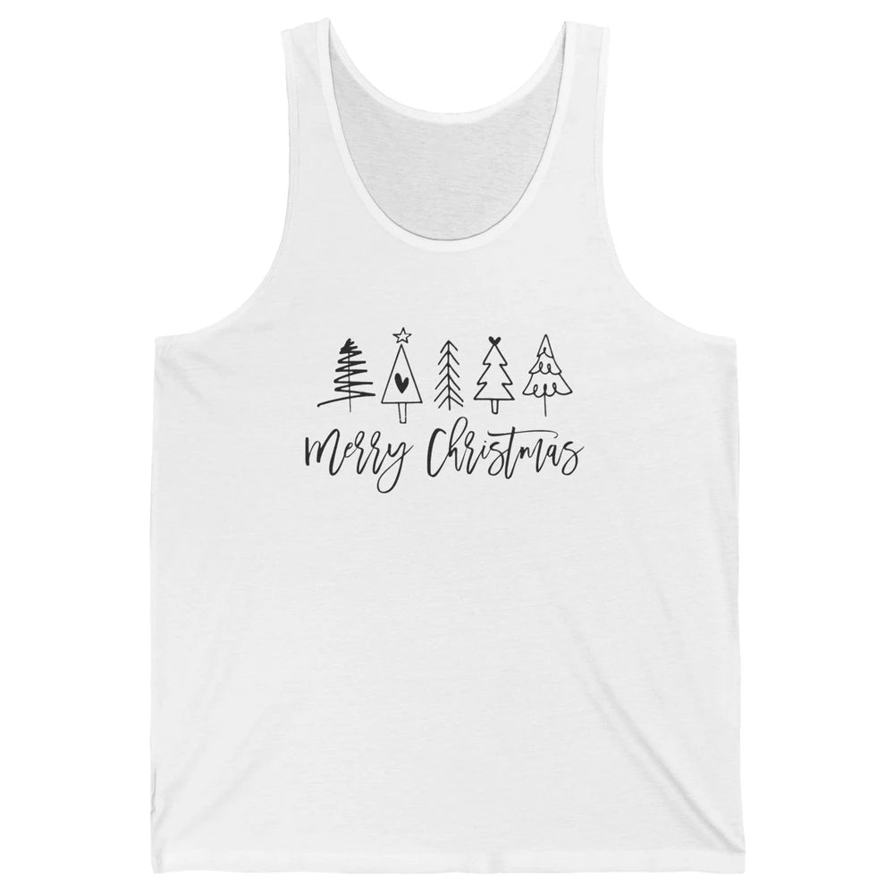 Merry Christmas Tree Heart Doodle Drawing Christmas Costume Unisex Jersey Tank