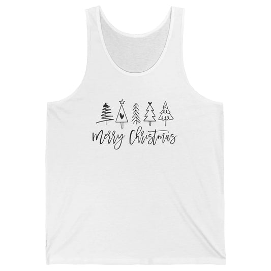 Merry Christmas Tree Heart Doodle Drawing Christmas Costume Unisex Jersey Tank
