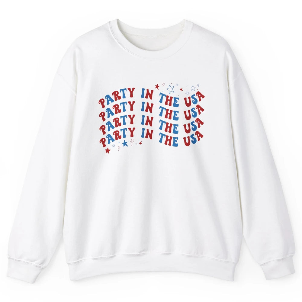 Retro July 4th Party In The USA Stripe Star American Patriot Unisex Crewneck Sweatshirt