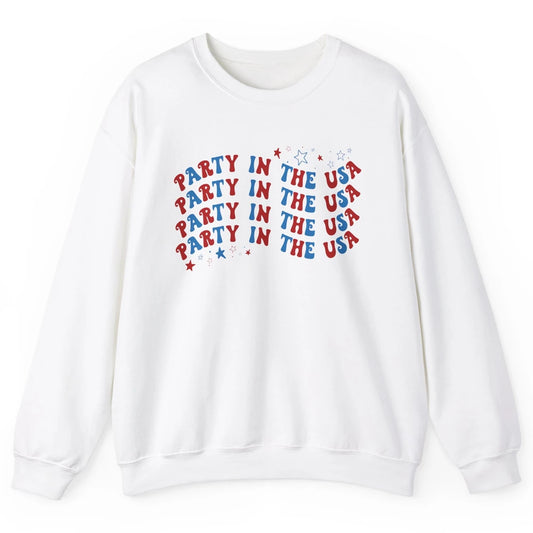 Retro July 4th Party In The USA Stripe Star American Patriot Unisex Crewneck Sweatshirt
