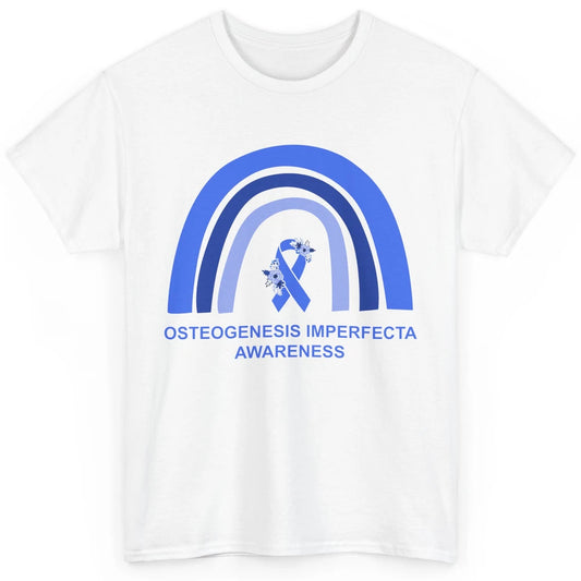 Osteogenesis Imperfecta Awareness OI Floral Blue Rainbow Classic Unisex T-Shirt