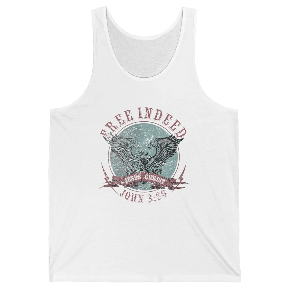 Free Indeed Faith Retro Religious Christian Bible Verse God Unisex Jersey Tank